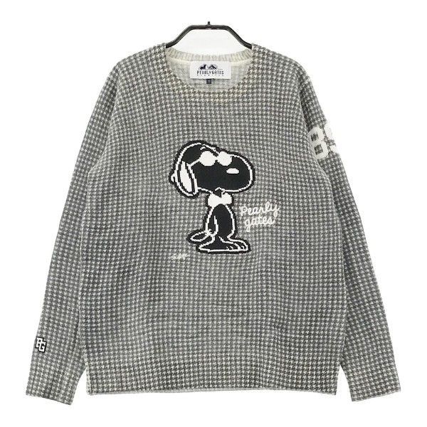 PEARLY GATES パーリーゲイツ ×peanuts ウール混 ニットセーター スヌーピー チェック柄 グレー系 1 ［  240001976190］ - メルカリ