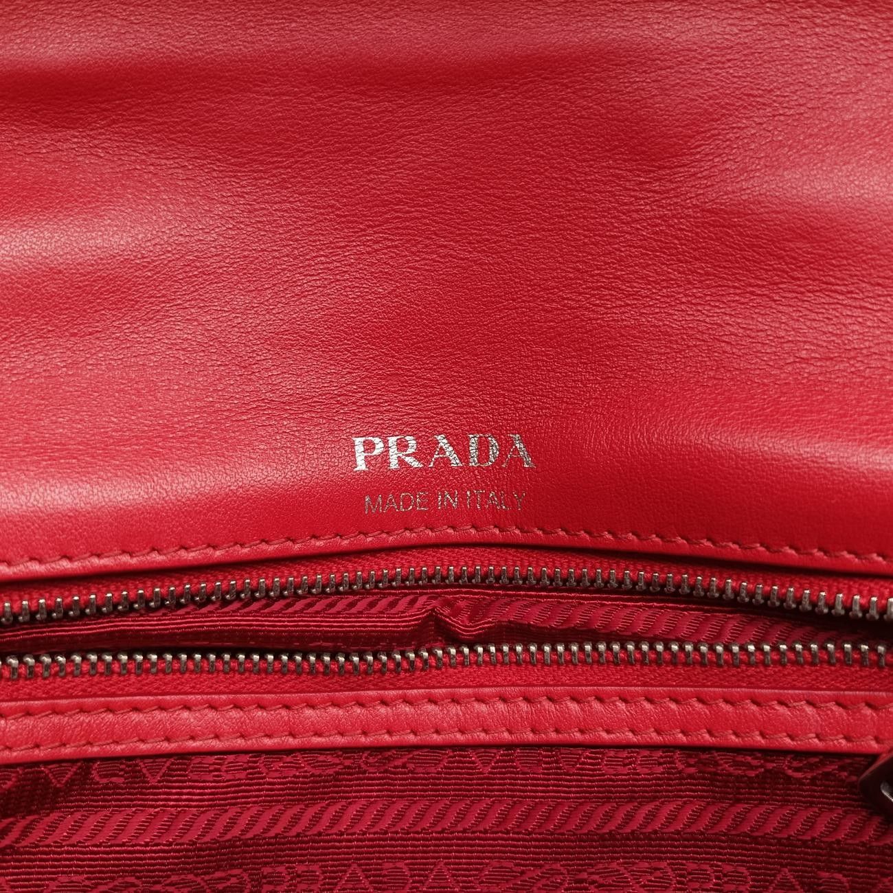 プラダPradaダイアグラムレッドレザー1BD1087|K