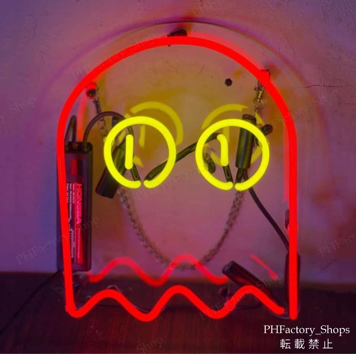 ネオンサイン パックマン ゴースト ネオン看板 LEDライト 壁掛け 芸術的 存在感抜群 店内装飾 24×28cm A379 NEXPOTALLINN_EU