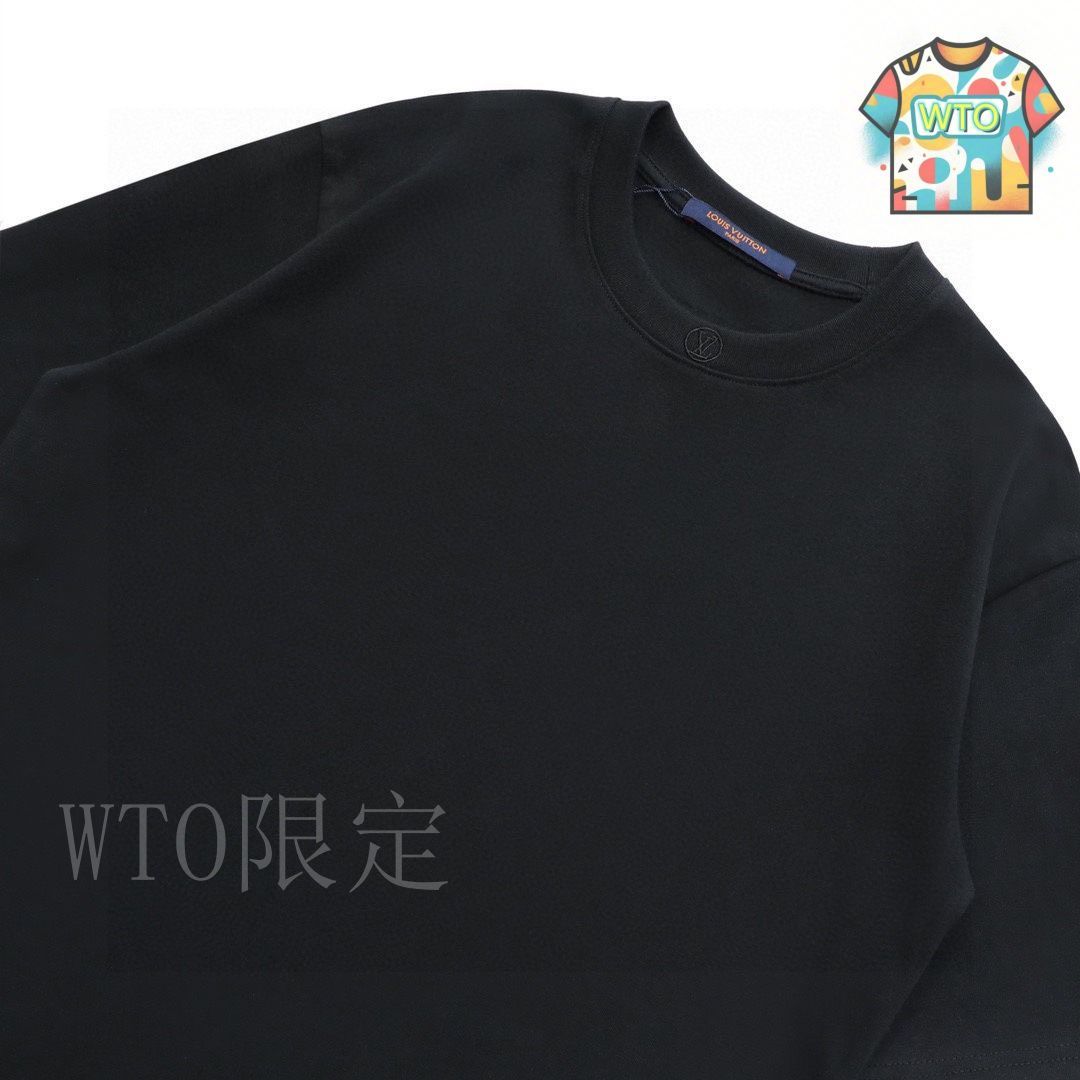 今日特価】Louis Vuitton 2025 夏 ネックラインロゴ刺繍丸首半袖