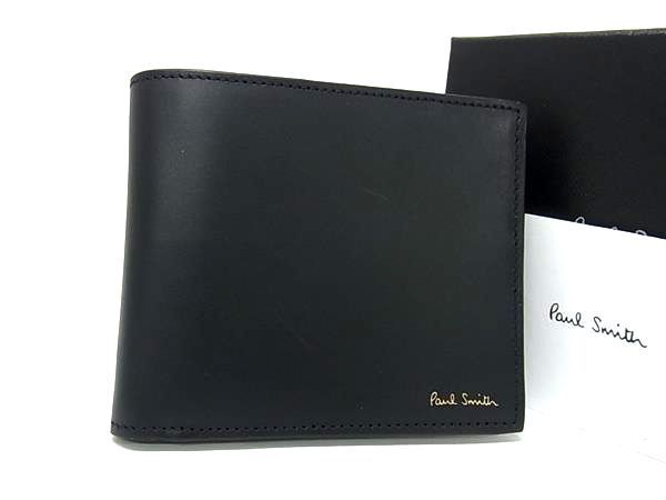 ■新品■未使用■ Paul Smith ポールスミス レザー 二つ折り 財布 ウォレット ブラック系 AY8227