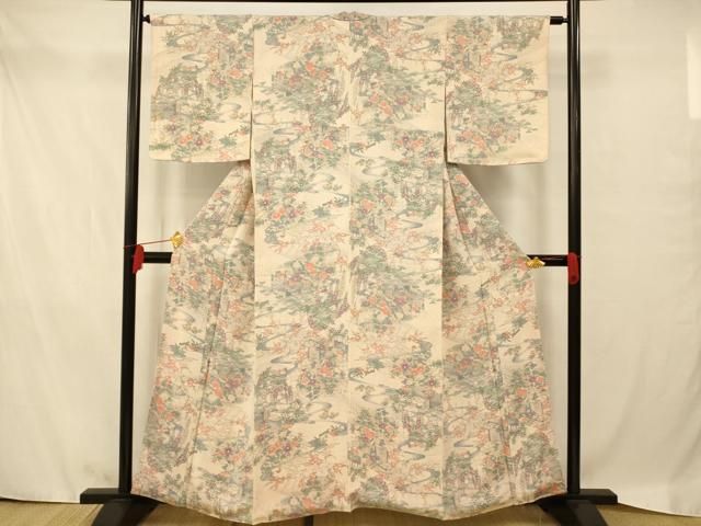 平和屋着物■上質な小紋　芝文　木蘭色　正絹　逸品　未使用　AAAK7414Bph 平和屋着物□上質な色無地 紗綾型地紋 木蘭色 正絹 逸品 CAAR5273fb