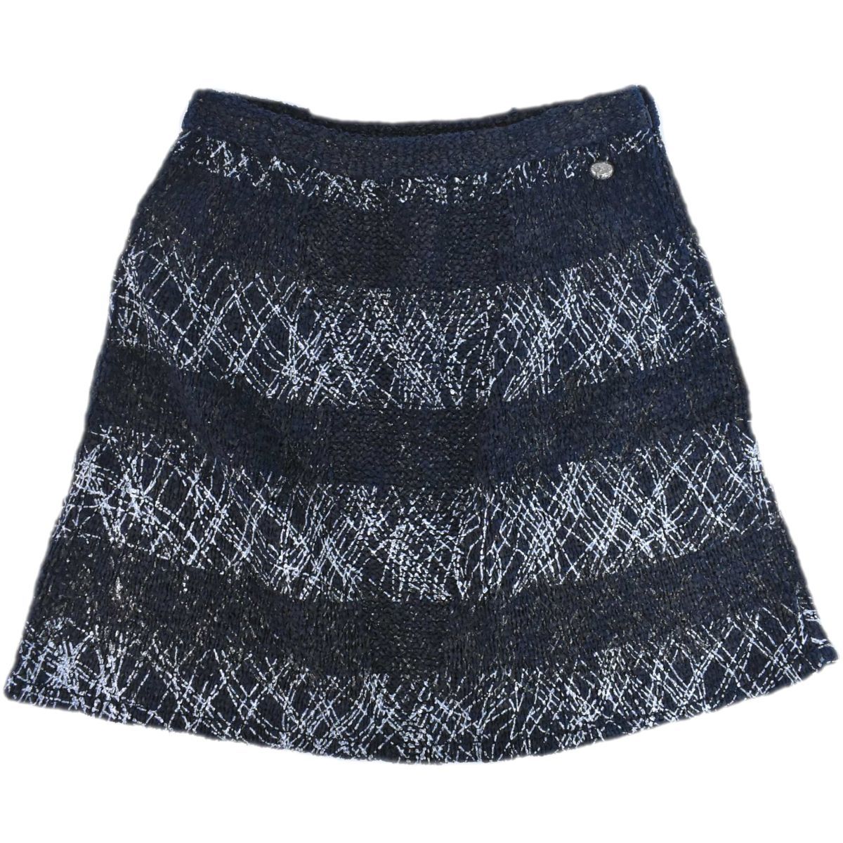 本物 シャネル CHANEL ボーダー スカート ボトムス 40 コットン ナイロン ネイビー レディース 衣類 洋服 フォロー割