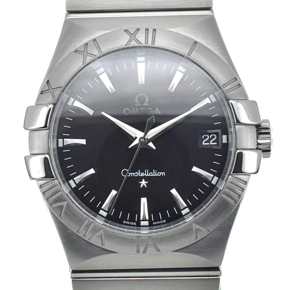 オメガ コンステレーション メンズ クォーツ シルバー文字盤 3針デイト