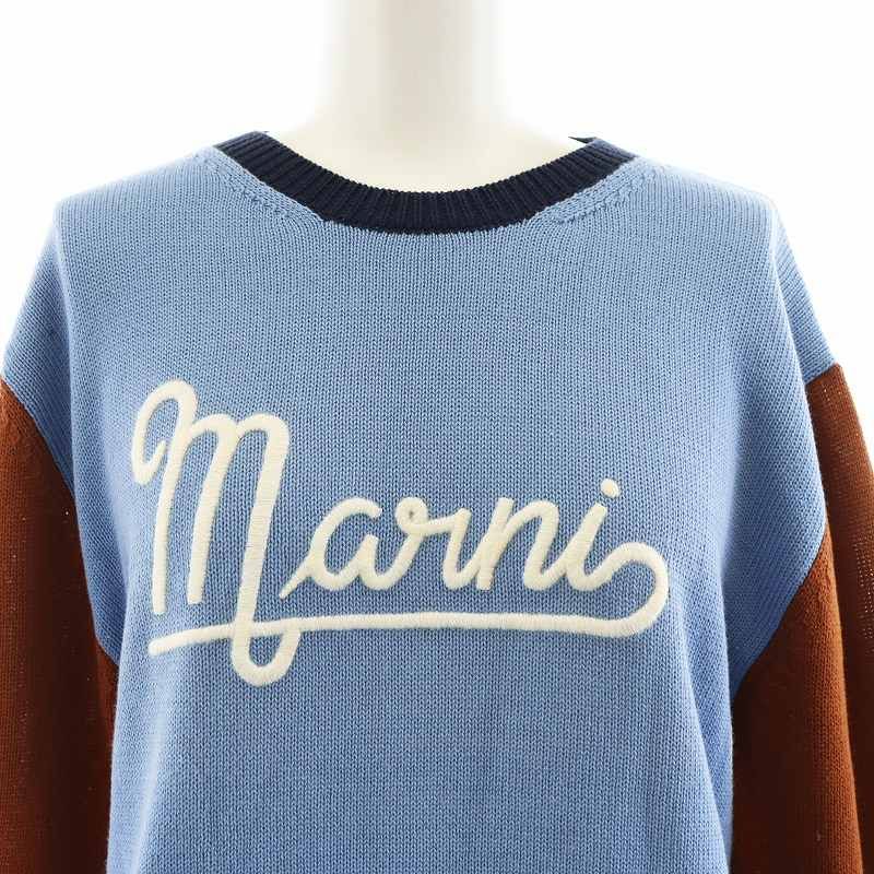 マルニ MARNI 22SS ニット セーター 長袖 ロゴ コットン 40 マルチ 