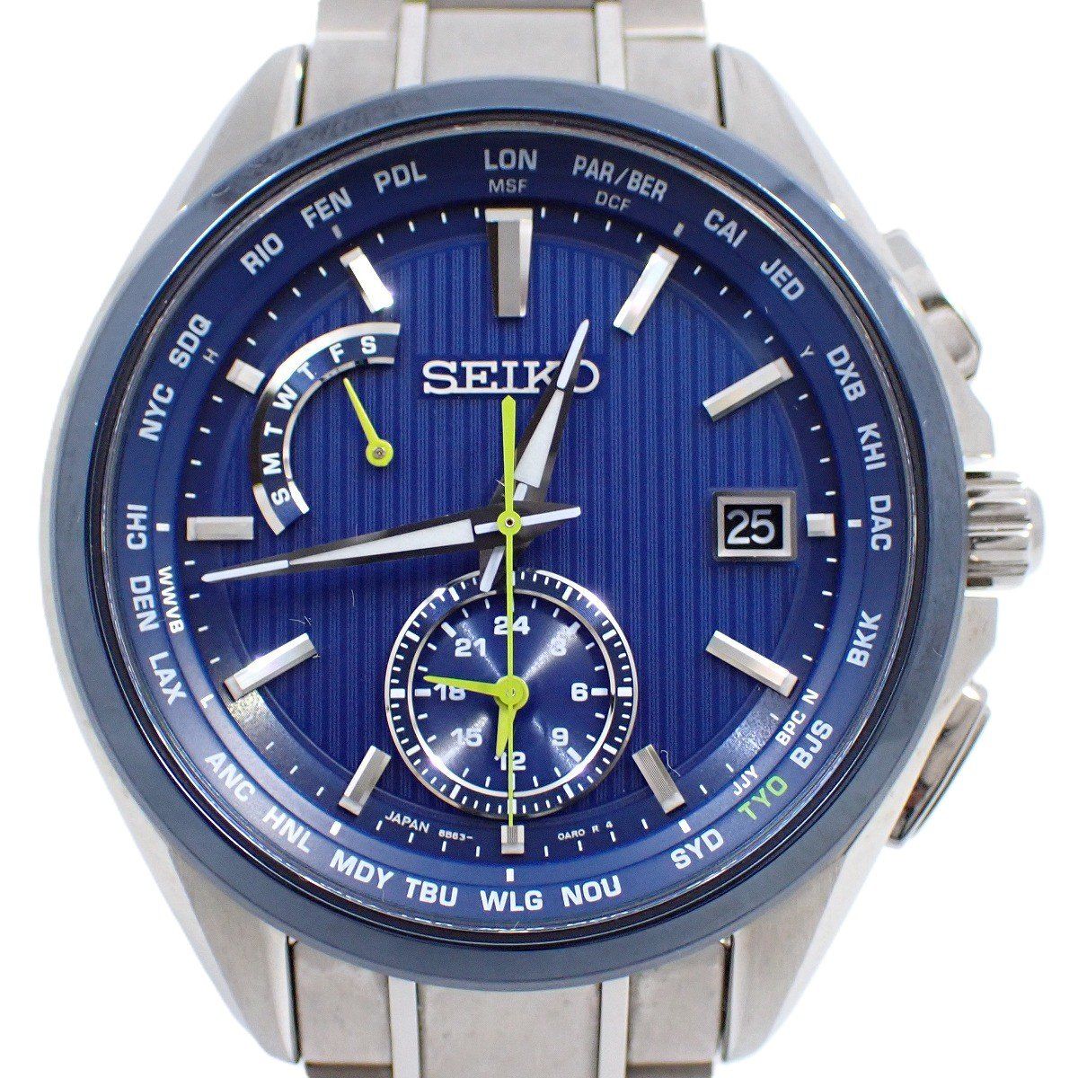 稼働品 SEIKO セイコー ブライツ ソーラー電波腕時計 ワールドタイム 