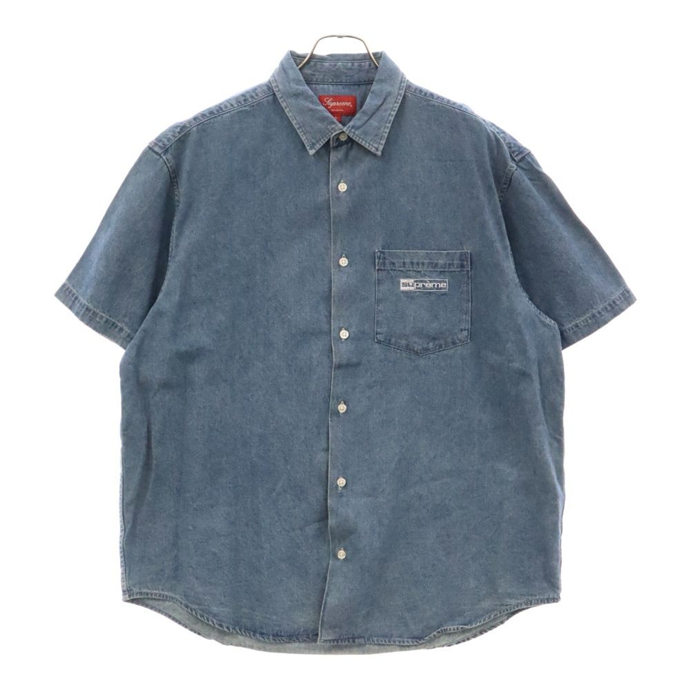 SUPREME (シュプリーム) 20SS Invert Denim S/S Shirt ロゴ刺繍 デニム地 コットン 半袖シャツ ショートスリーブ  インディゴ - メルカリ