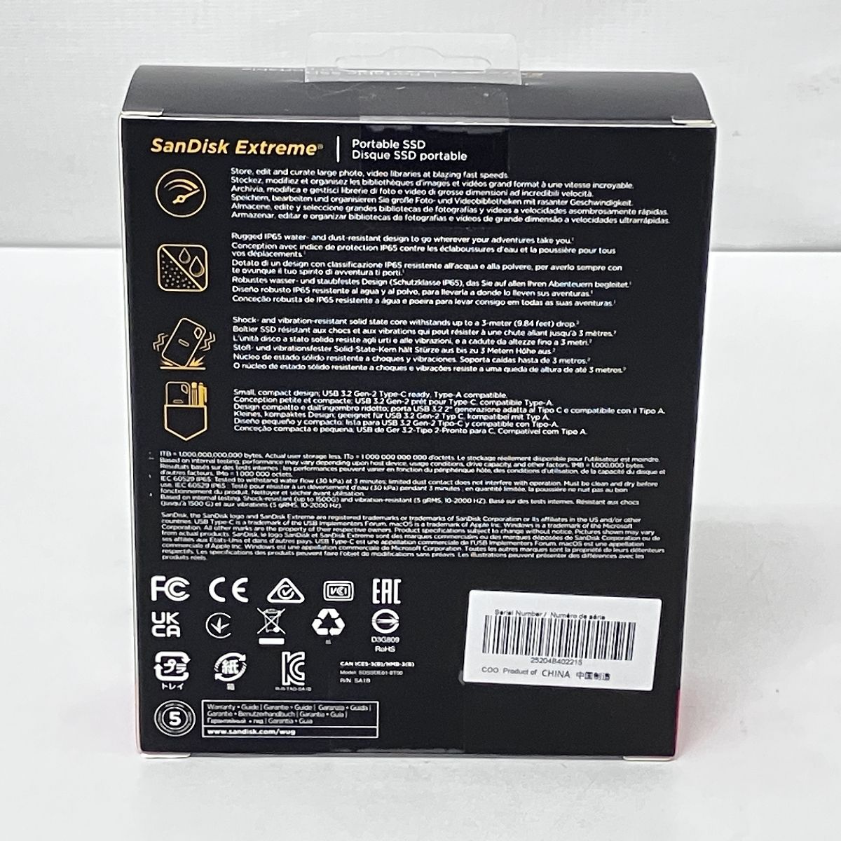 SanDisk SDSSDE61-8T00-G25 Extreme Portable SSD PC周辺機器 ♥ Z10434986