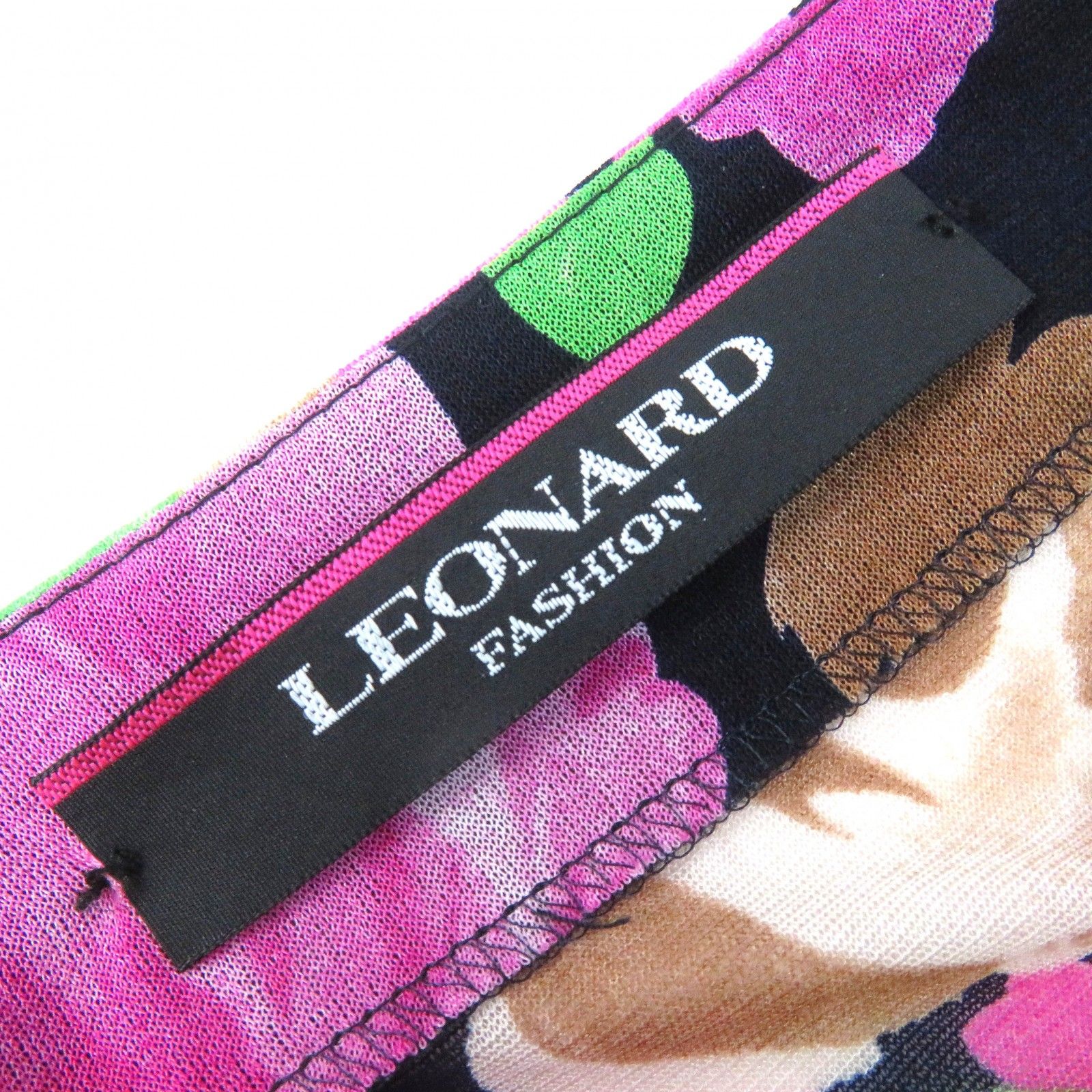 極美品△LEONARD FASHION レオナール ファッション インナードレス付き 花柄 総柄 フレンチスリーブ ワンピース ドレス ブラック  マルチカラー 38 日本製 正規品 レディース - メルカリ