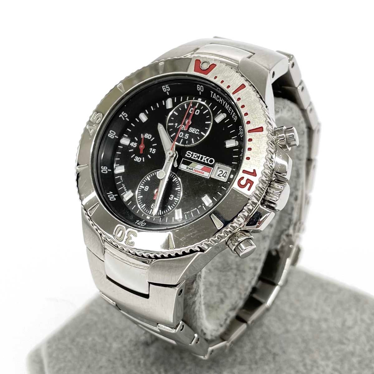 良好 SEIKO×HONDA セイコー×ホンダ 腕時計 シルバーカラー クロノ 