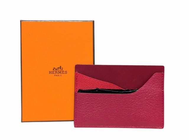 エルメス 名刺入れ クロコ 美品 新品同様 エルメス カードケース プティアッシュ レッド系
