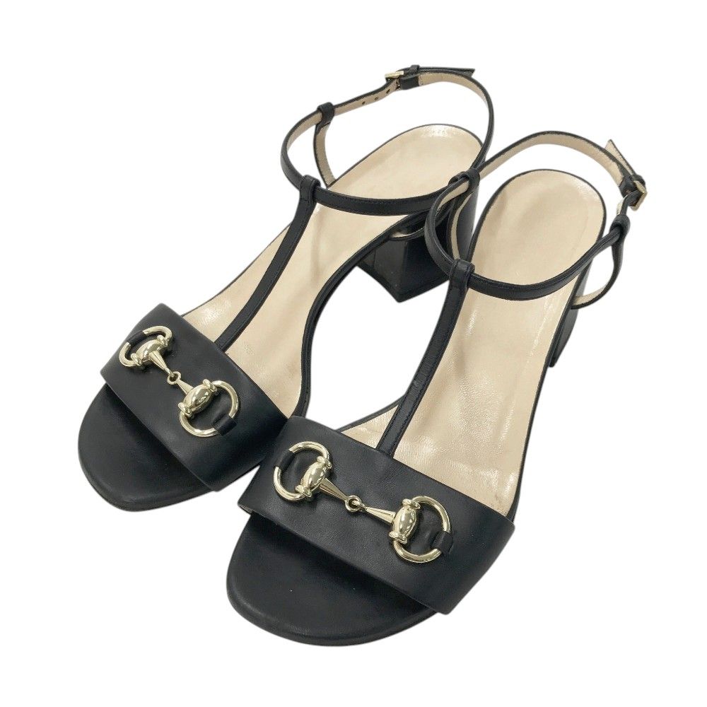 GUCCI グッチ ビット チェンキーヒール サンダル ブラック系 36 1|2 レディース 240101429498