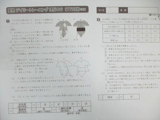 SAPIX サピックス 夏期デイリートレーニング 理科 【計6回分