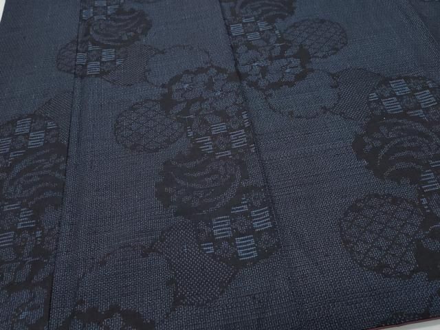 平和屋着物○結城紬 80亀甲 草花文 正絹 逸品 AAAZ0589ph