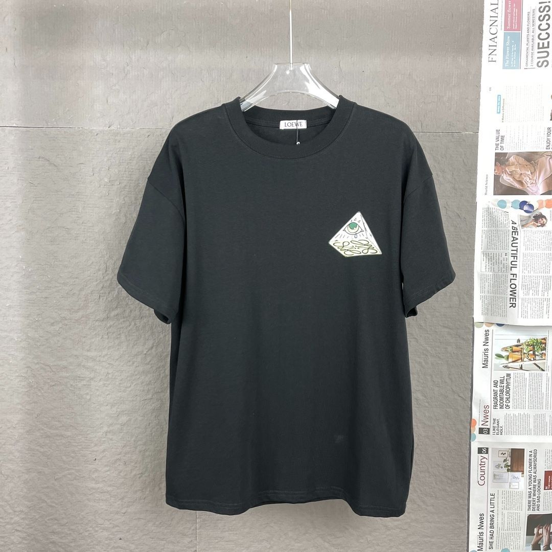 新品 LOEWE ロエベ 24SS ピラミッドロゴ 短袖Tシャツ ブラック 男女兼用