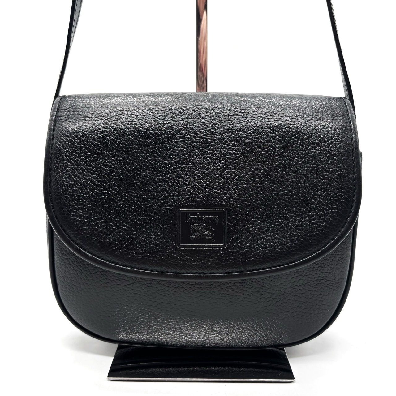 極美品　バーバリー ハンドバッグ　レザー　ブラック　ノバチェック　シボ革 極美品✨ BURBERRY バーバリー ノバチェック レザー
