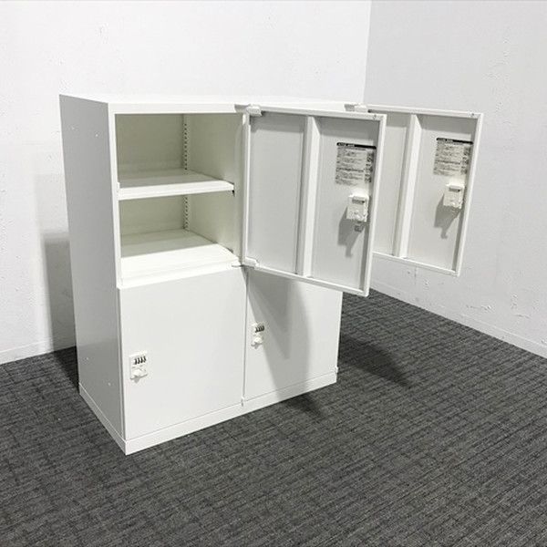 4人用パーソナルロッカー 鍵付き 2列2段 レクトライン ダイヤル式 オカムラ ネオホワイト