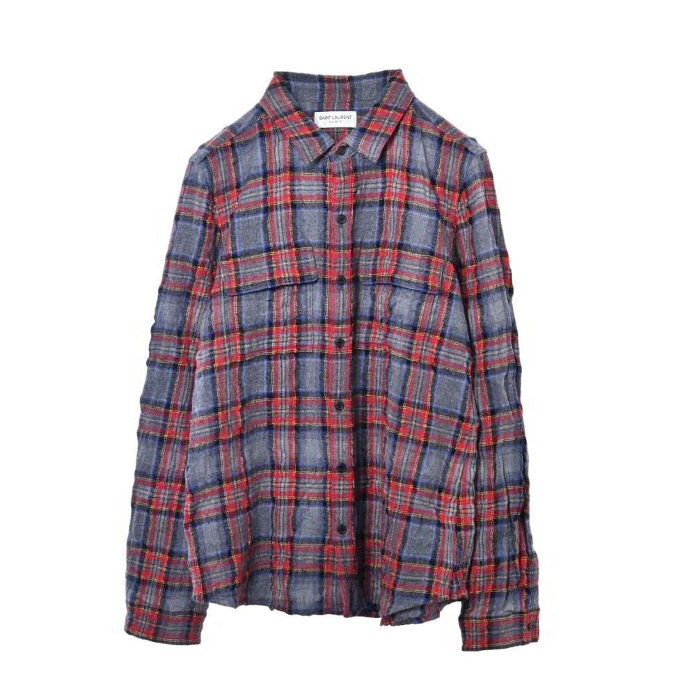 15AW SAINT LAURENT PARIS オンブレ チェックシャツ XS SAINT LAURENT