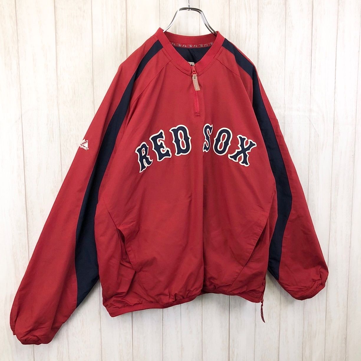 MAJESTIC★ナイロンジャケット ハーフジップ  RED SOX Lサイズ