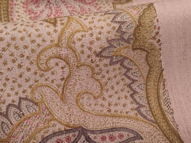 平和屋着物○上質な小紋 紬地 更紗唐草文 正絹 逸品 CAAW3981vf