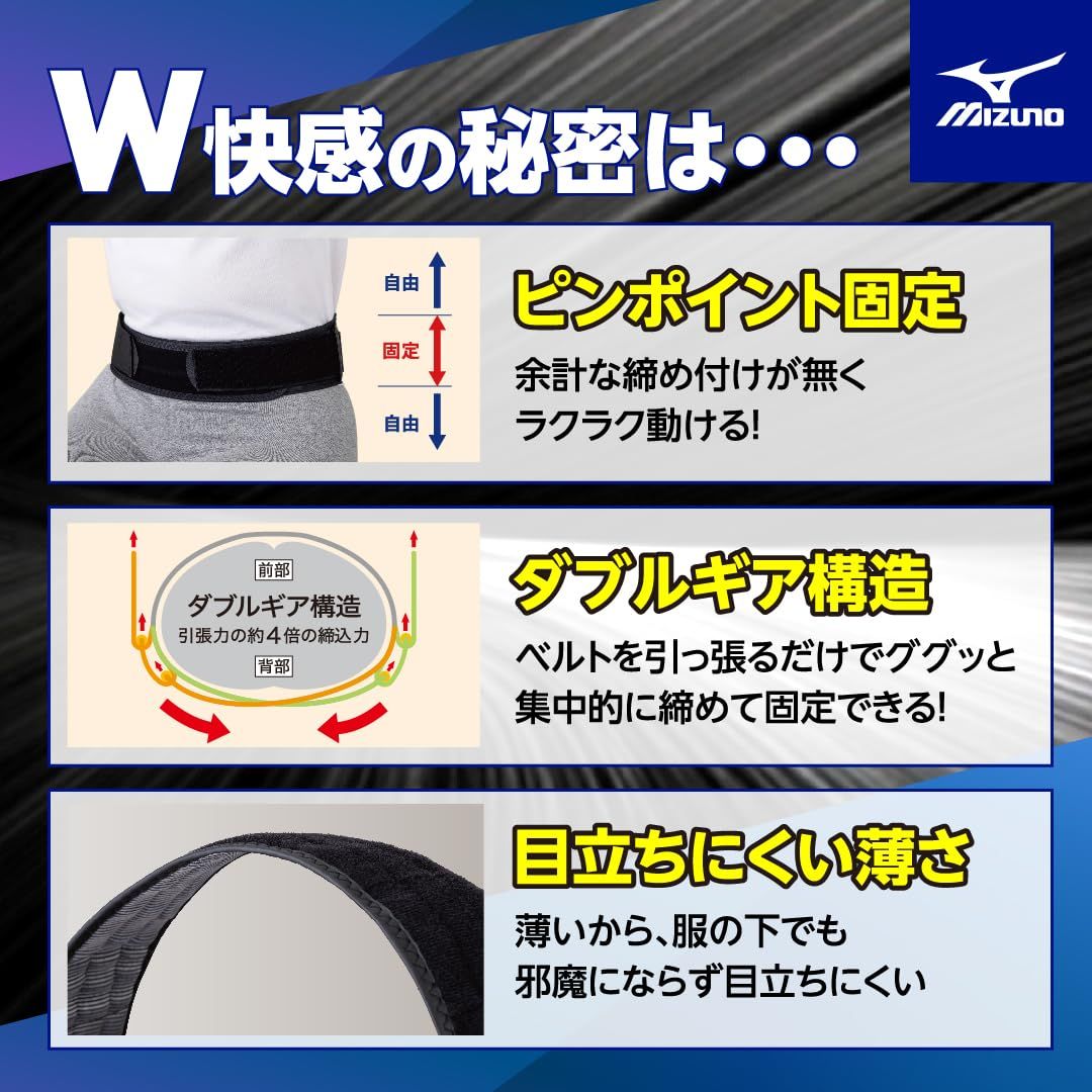 作業 仕事 ゴルフ スポーツ テニス 男女兼用 固定力 ミズノ 腰部骨盤ベルト ブラック