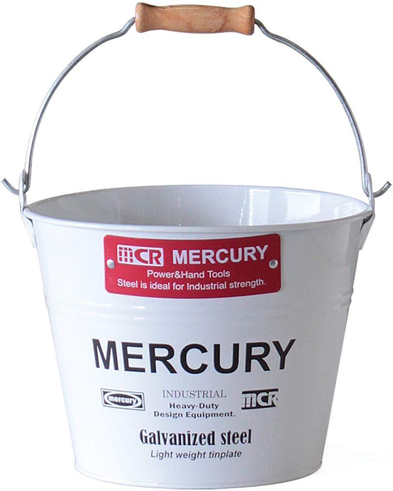 数量 スモール 5 L ブリキ キャンプ 収納 アウトドア 掃除 薪入れ バケツ ホワイト インテリア マーキュリー