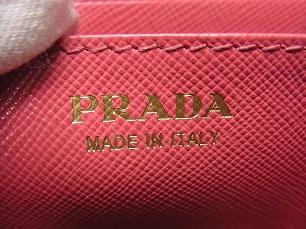 ■極美品■ PRADA プラダ 1MM268 サフィアーノレザー コインケース カードケース 小銭入れ カード入れ ピンク系 AB4552ｱZ
