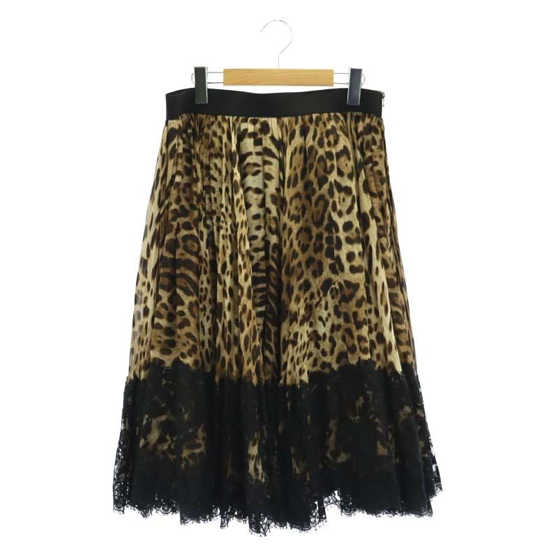 ドルチェ&ガッバーナ ドルガバ DOLCE&GABBANA ヒョウ柄 レース フレア  