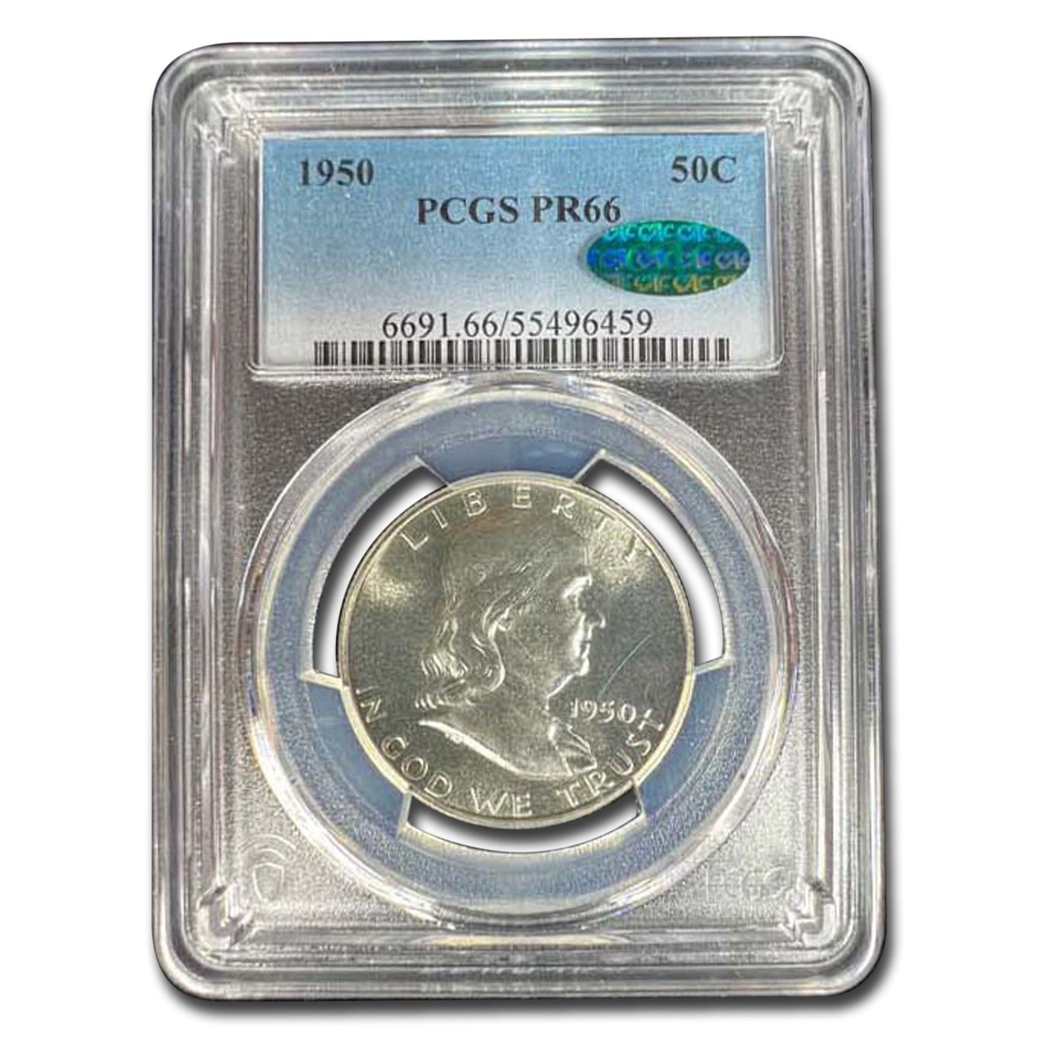 1950 Franklin Half Dollar PR-66 PCGS CAC
