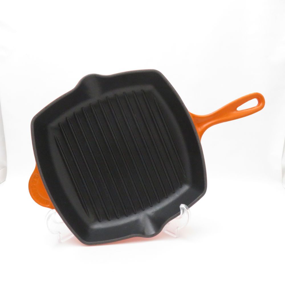 ルクルーゼ　スクエアスキレットグリル　グリルパン　26cm オレンジ ルクルーゼ スクエアスキレットグリル グリルパン 26cm オレンジ