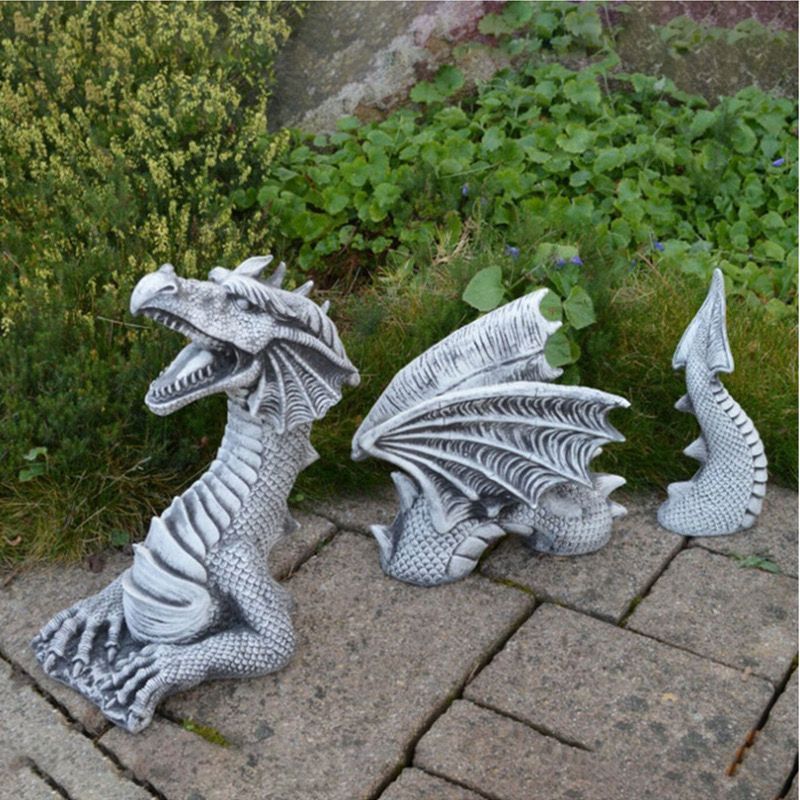 ガーデンオーナメント ドラゴン 置物  インテリア雑貨 ガーデン オブジェ 防水 　2色から選択