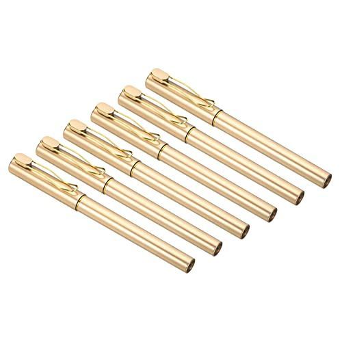PATIKIL 145 mm ブラックインクゲルペン 12本 ゲルインクボールペン ローラーボールペン 0.5 mm 先端 スムーズな書き込み オフィス用 キャップ付き ゴールドトーン