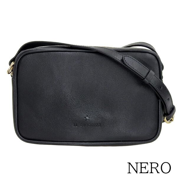 イルビゾンテ IL BISONTE レザー クロスボディ ショルダー バッグ OLIVETA CROSSBODY NERO NATURALE MIMOSA NERO