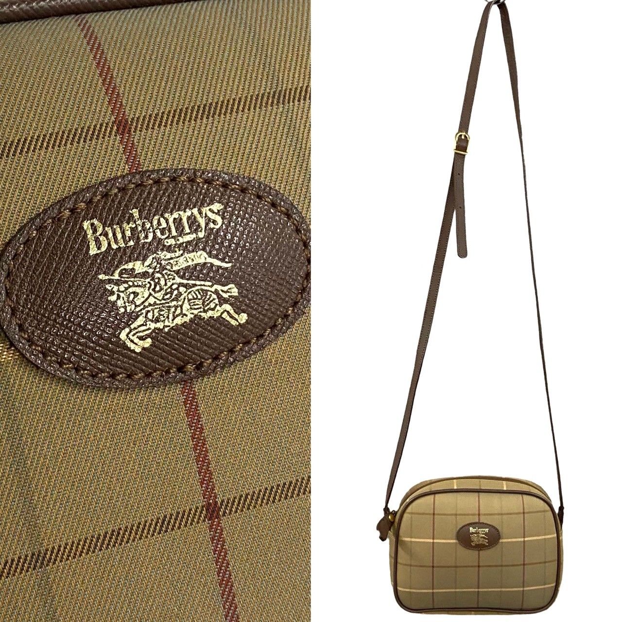 ほぼ未使用 BURBERRY バーバリーズ ヴィンテージ ノバチェック レザー