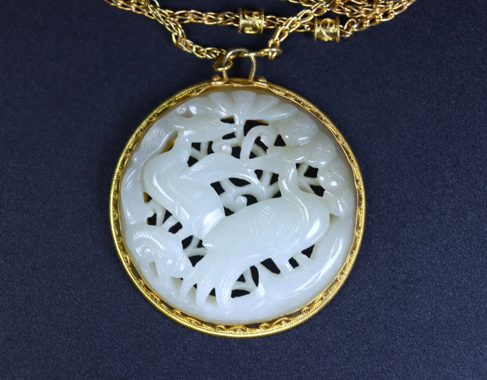 旧家蔵出し 和田玉細密彫 羊脂玉 透空彫 包銀 仙鶴紋 玉牌 玉佩 ペンダント 古美術品 収集家