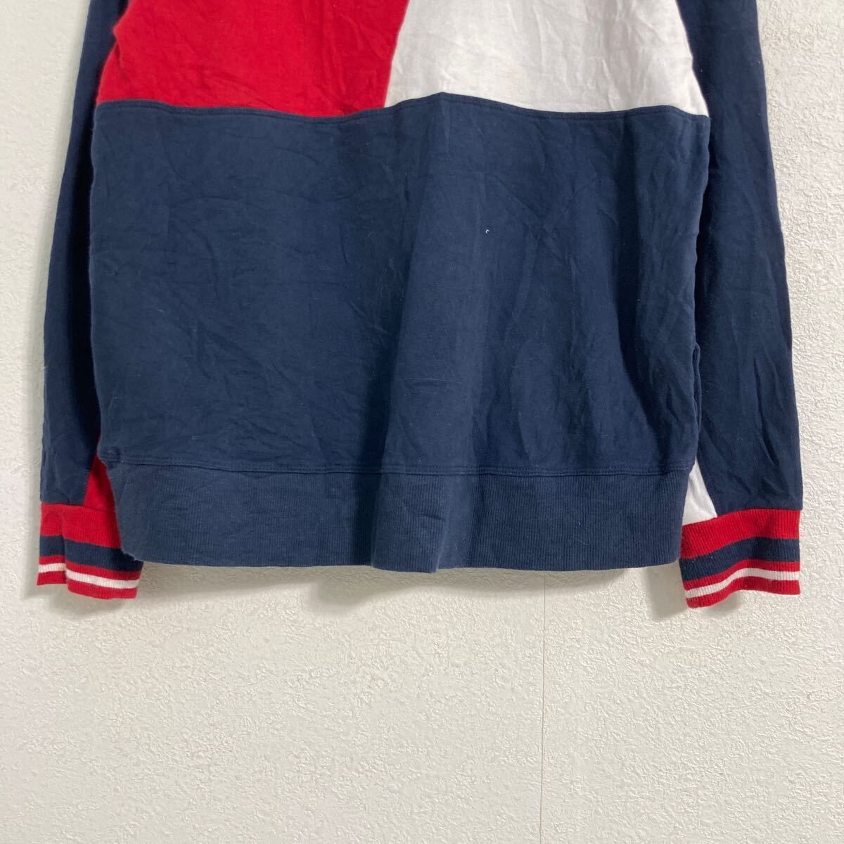 TOMMY HILFIGER ロゴ スウェット パーカー M ネイビー レッド ホワイト トミーヒルフィガー プルオーバー 古着卸 アメリカ仕入 a608-6335