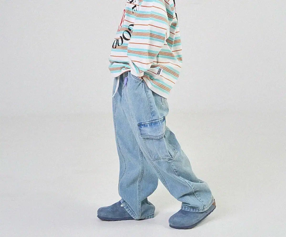 glgk カーゴ デニムパンツ ライトブルー 130