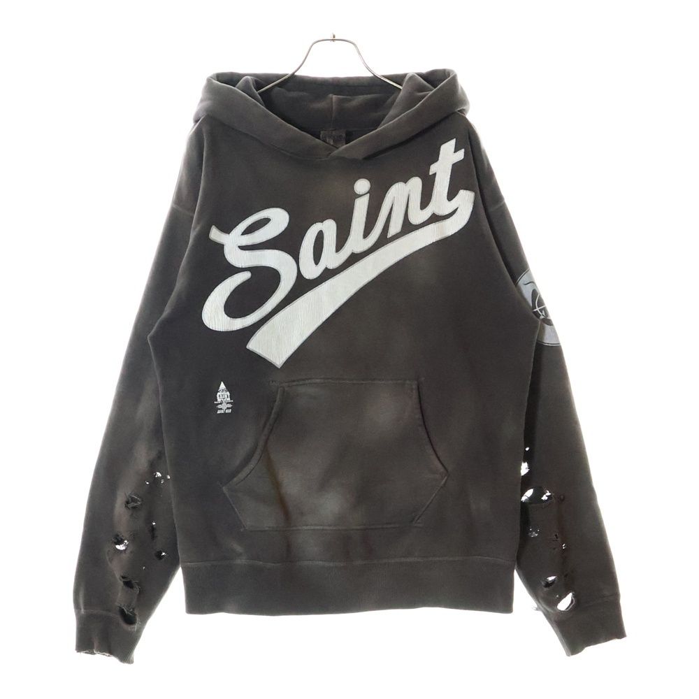 21AWSAINTMICHAELセントマイケルFOCUSパーカー ダメージ加工L SAINT MICHAEL (セントマイケル) 21AW HOODIE FOCUS ダメージ