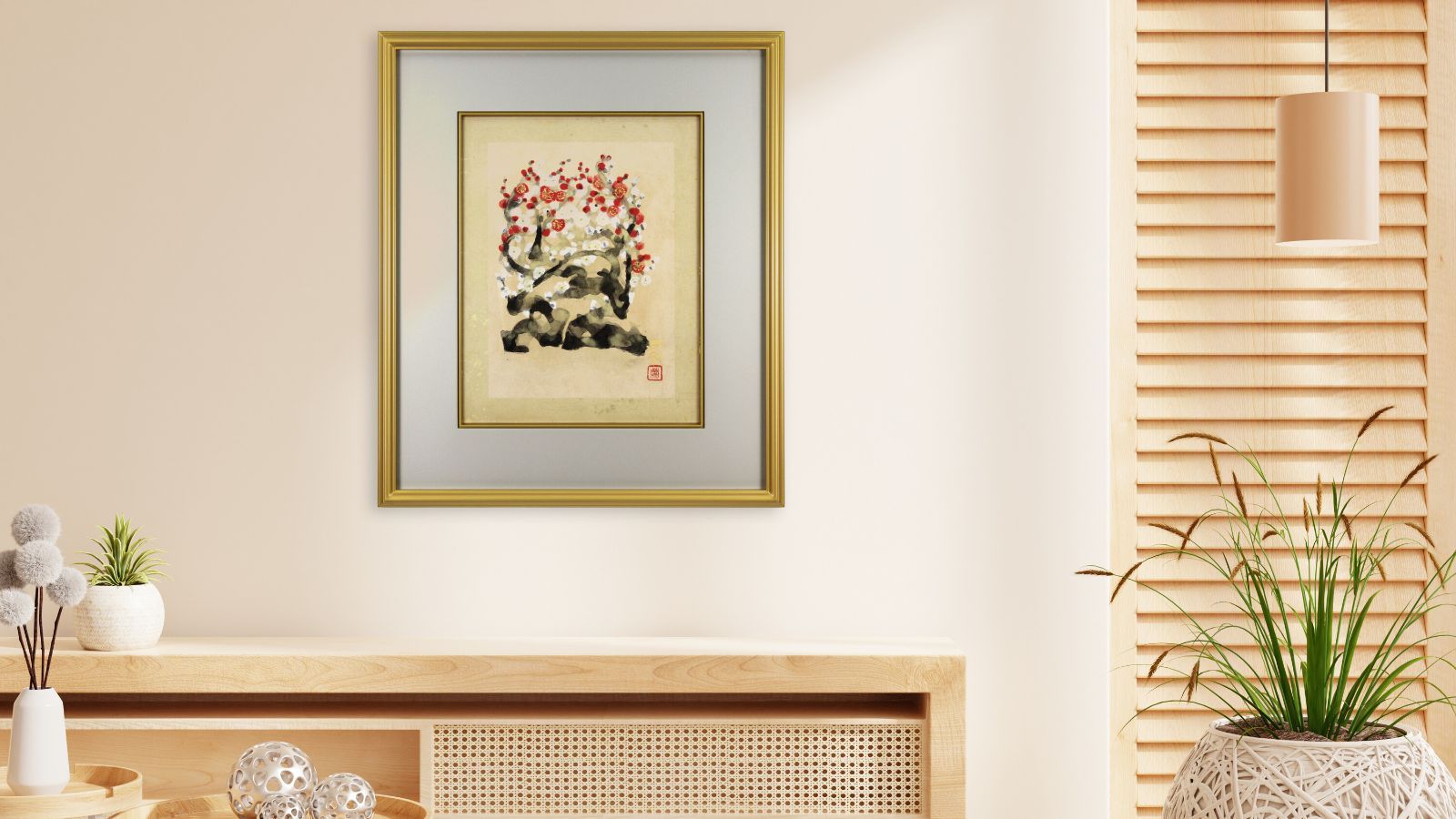 月岡榮貴 「紅白梅」 日本画 絵画 2417184609.jpg?1730434601