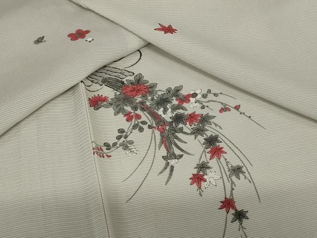 平和屋着物＊夏物 小紋 紗 草花文 正絹 逸品 AAAZ0416jd 平和屋