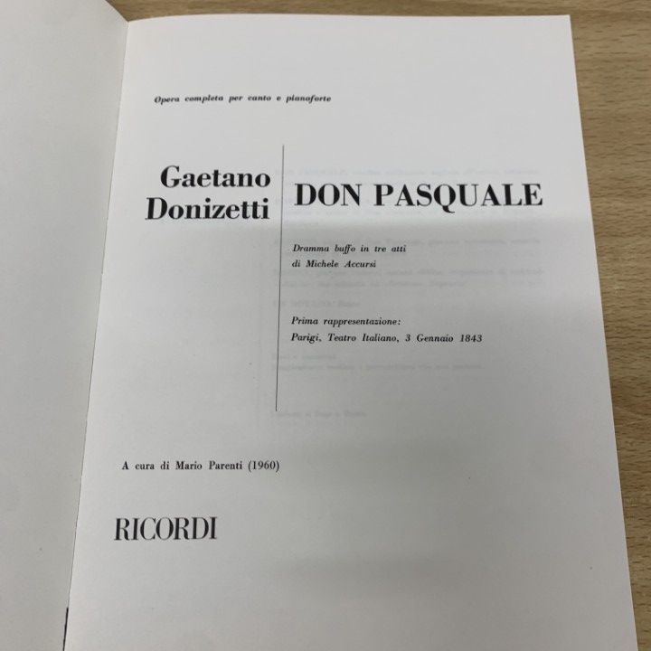 オペラ ヴォーカルスコア DON PASQUALE 【公式通販】