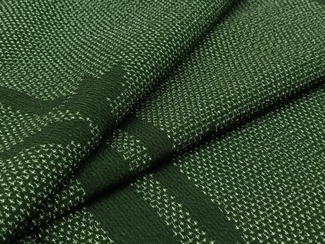 平和屋着物▽本塩沢 単衣 笹竹文 正絹 AABC2212jh