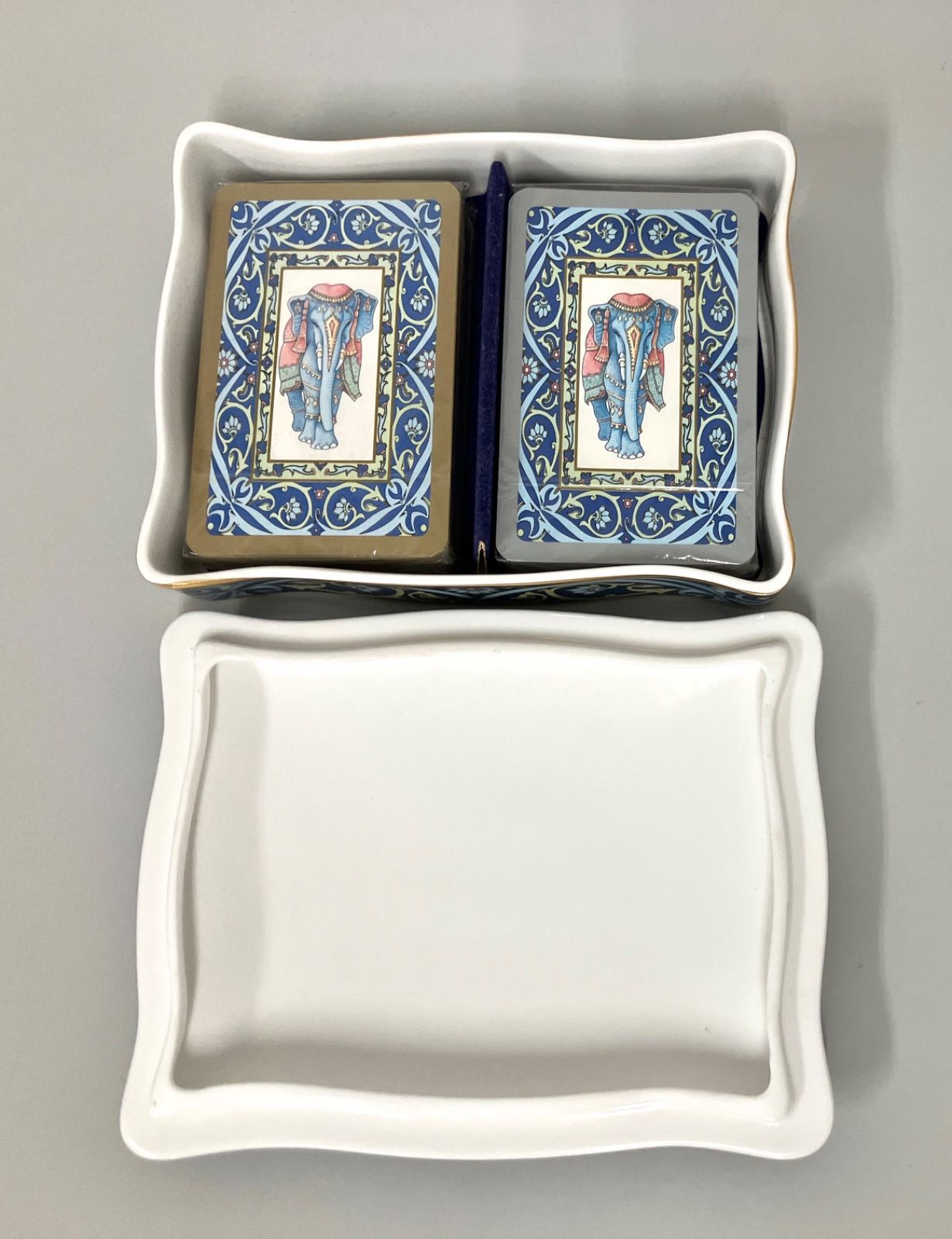 ウェッジウッド ☆ブルーエレファントトランプボックス廃盤未開封未