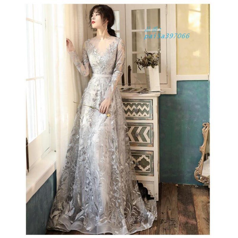 ウエディングドレス 上品 大人 パーティードレス ロング丈ドレス 結婚式 お呼ばれ卒業式 きれいめ 40代 30代 大きいサイズ 披露宴 Aラインワンピース 発表会 pai5a397066