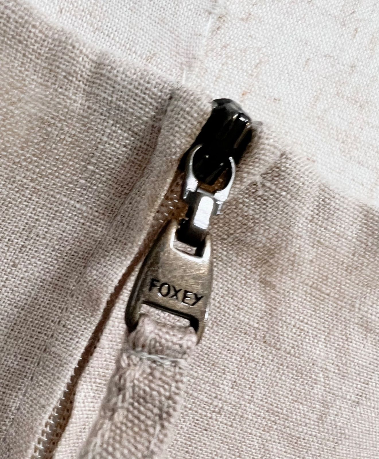 フォクシー　リネンワンピース　38 ベージュ 美品】フォクシー リネン キュプラ ワンピース 38 ナチュラル