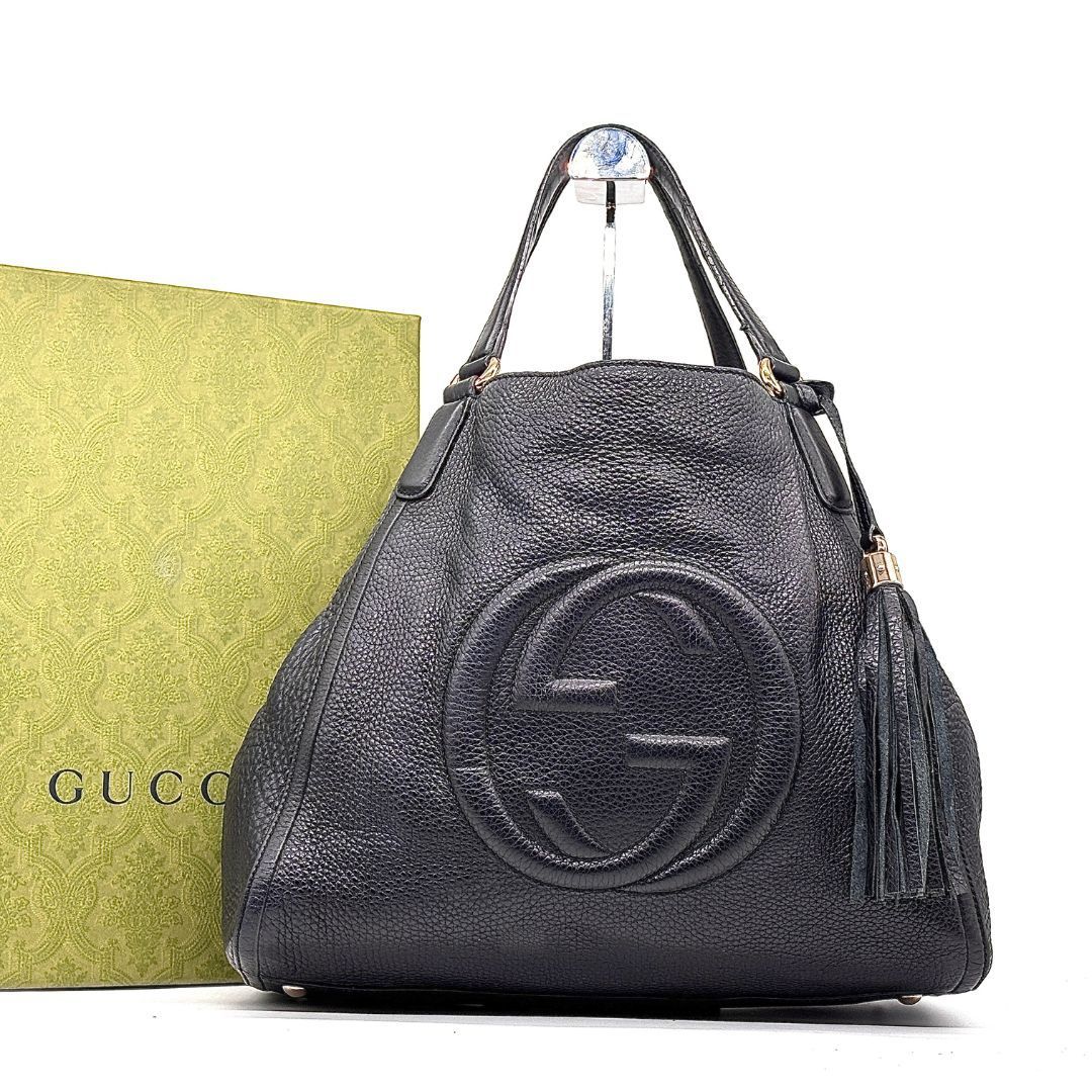 Gucci ソーホー　黒 トートバッグ タッセル付き 洗練された存在感✨】 Gucci グッチ ソーホー トートバッグ タッセル