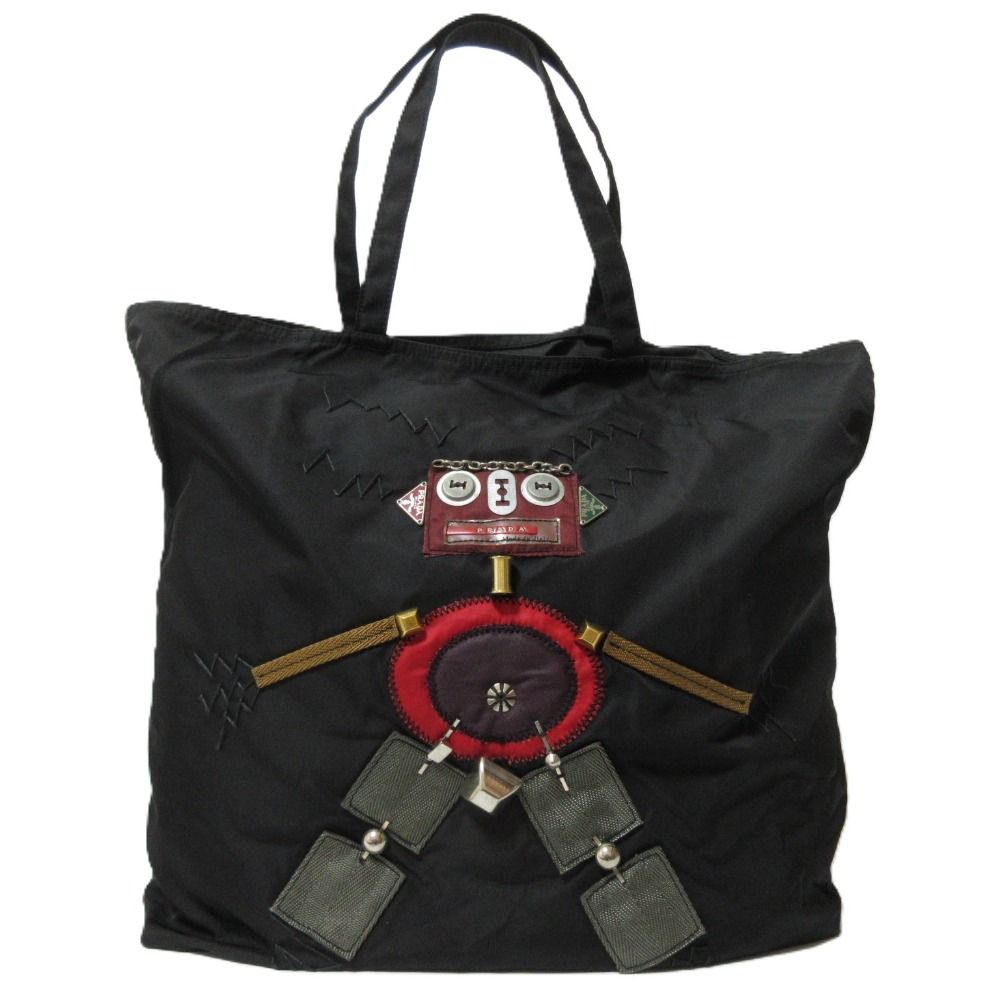 美品 PRADA プラダ テスートナイロン スタッズ ロボット トートバッグ 