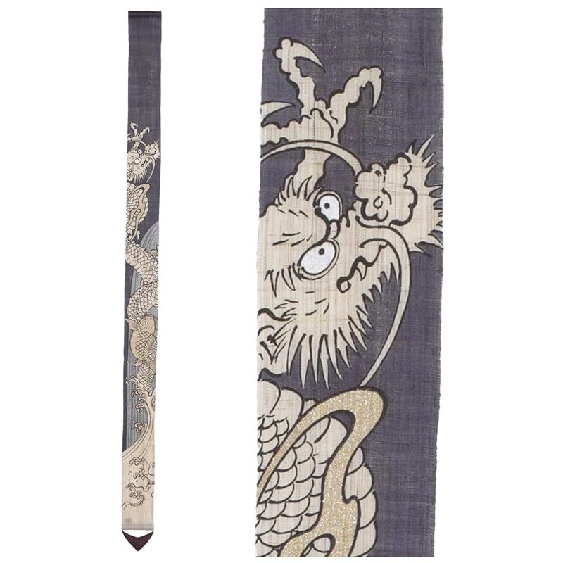京都洛柿庵 細タペストリー 【 登竜門 】 ルシエール・ジャパン / 約10×170cm 麻生地 タペストリー 掛け軸 インテリア ディスプレイ 和モダン/端午の節句 五月飾り 出世 成長 祈願 誕生祝い 0