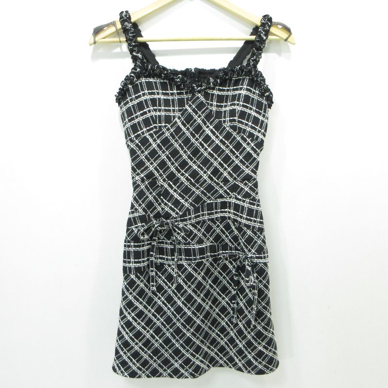 三重本店 ワンピース Darich | ダーリッチ ツイードチェックリボンミニワンピース 112524026 ブラック サイズ FreeSize 112