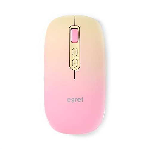 Bluetooth＆2.4G 充電式静音ワイヤレスマウス 3台PC対応 3段DPI かわいい おしゃれ ピンク EGR